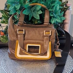 L.A.M.B. Vintage Tan and Yellow Shoulder Bag.
